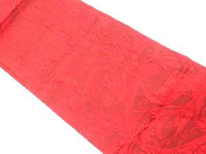 ふくれ織 孔雀に花唐草模様織り出し 全通袋帯